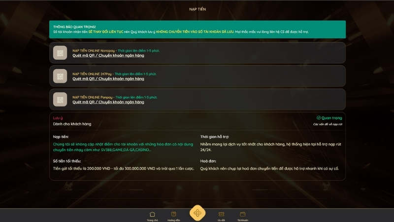 SABONG67 Giao diện nạp tiền SABONG67